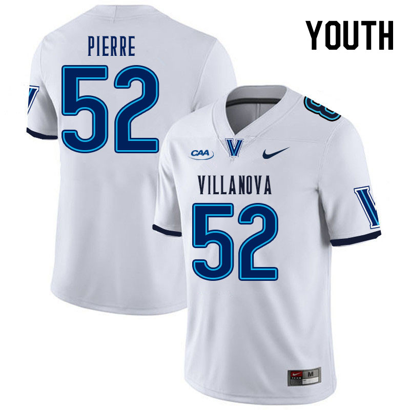 Youth #52 Chandon Pierre Villanova Wildcats College Football Jerseys Stitched Sale-White - Click Image to Close
